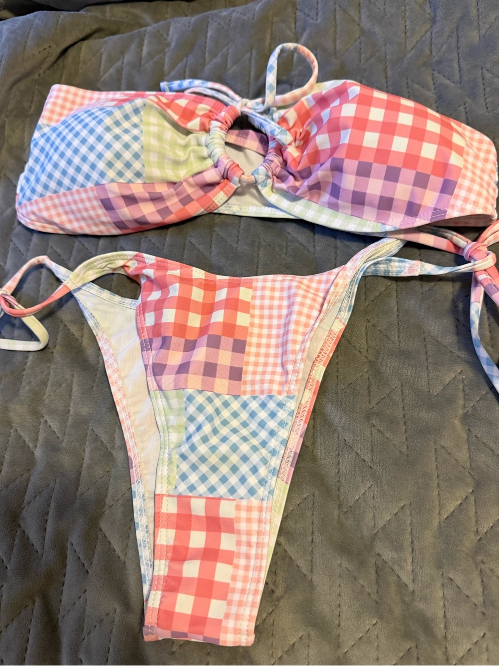NWOT SHEIN Patchwork Bralette Strapless Bikini